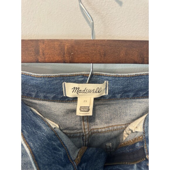 NWOT Madewell Rilee Denim Midi Skirt Size 25 Blue Front Slit Enmore Wash Cotton - Picture 5 of 7
